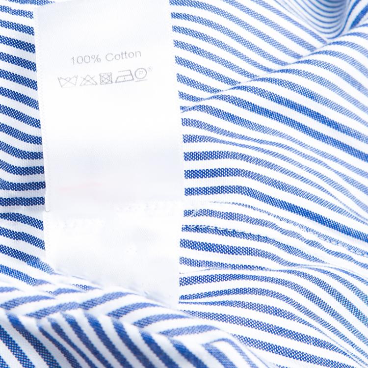 Pre Owned Celine Blue Striped Cotton Maxi Shirt Dress S