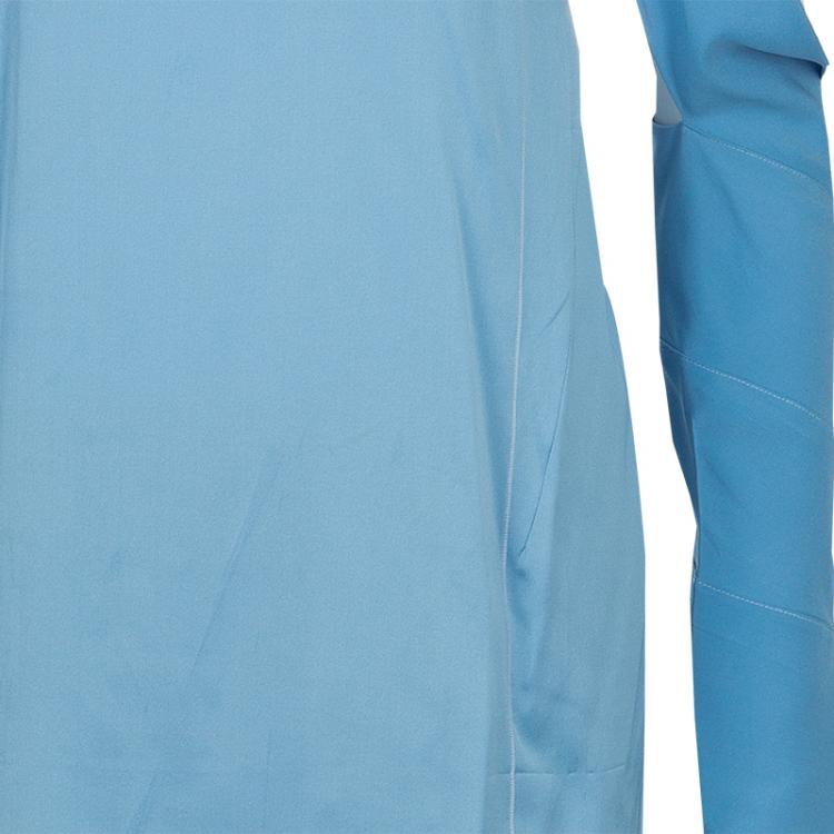 Pre Owned Celine Blue Cut-Out Long Sleeve Silk Top S
