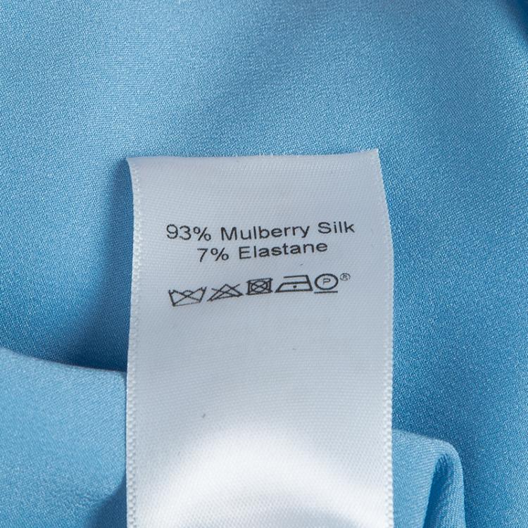 Pre Owned Celine Blue Cut-Out Long Sleeve Silk Top S