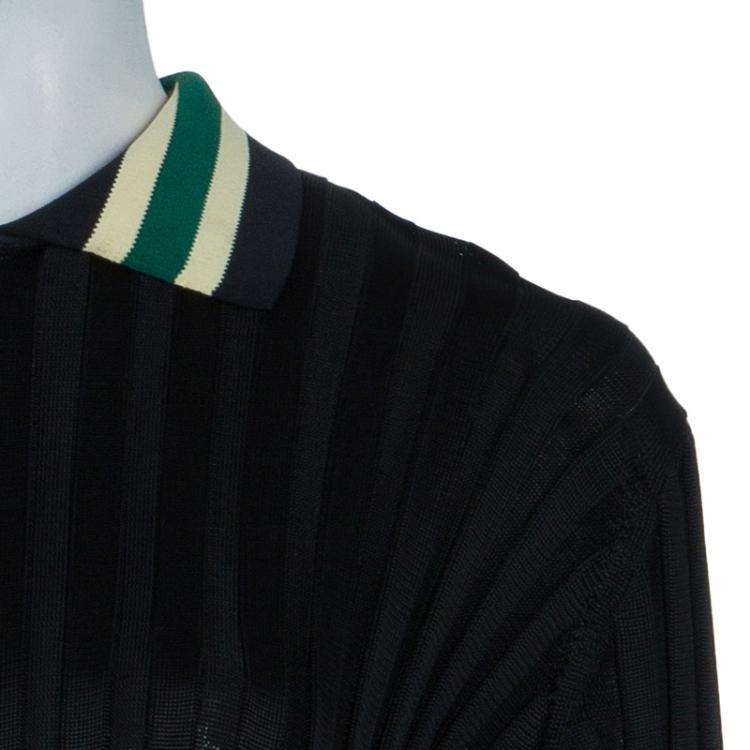 Pre Owned Celine Black Ribbed Midi Dress L