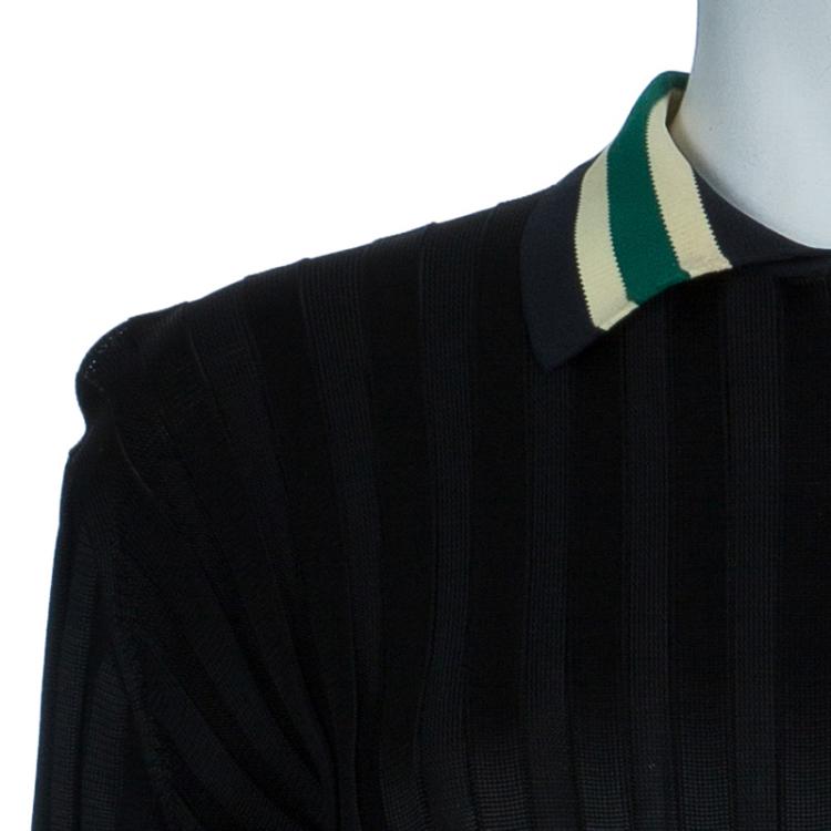 Pre Owned Celine Black Ribbed Midi Dress L
