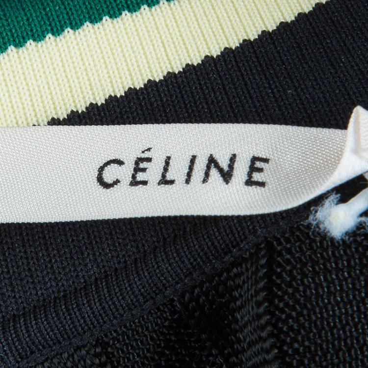 Pre Owned Celine Black Ribbed Midi Dress L