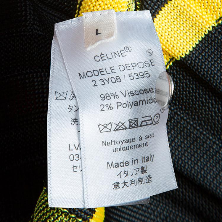 Pre Owned Celine Black Ribbed Midi Dress L