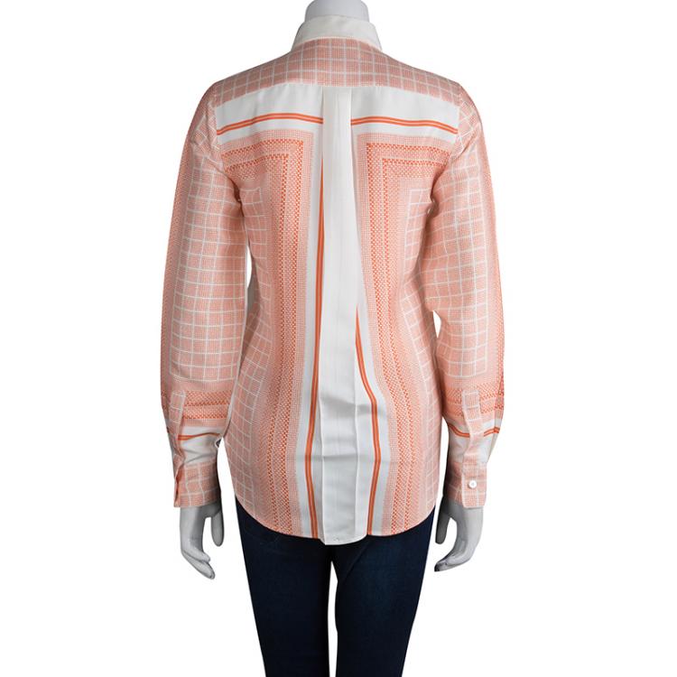 Pre Owned Celine Beige Printed Silk Long Sleeve Button Front Shirt S