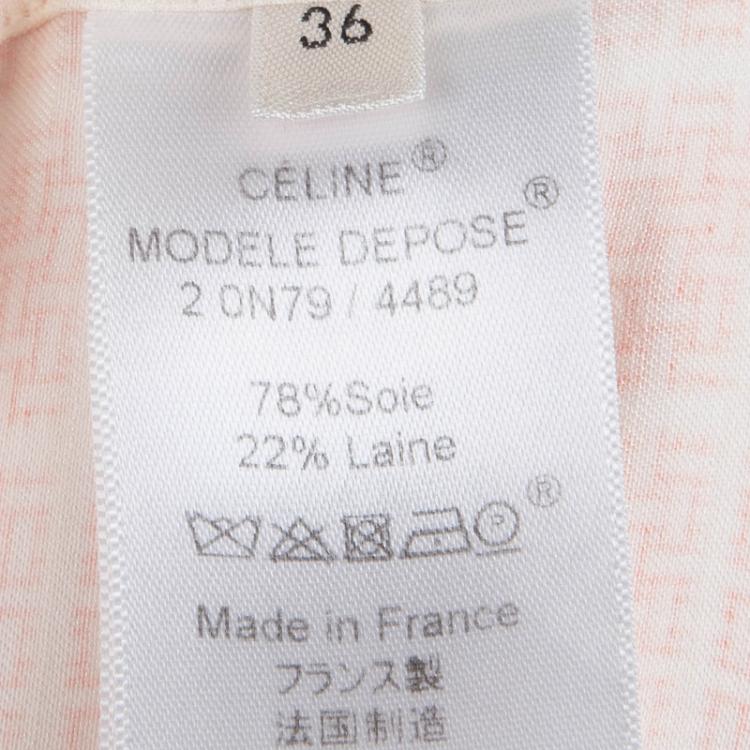Pre Owned Celine Beige Printed Silk Long Sleeve Button Front Shirt S