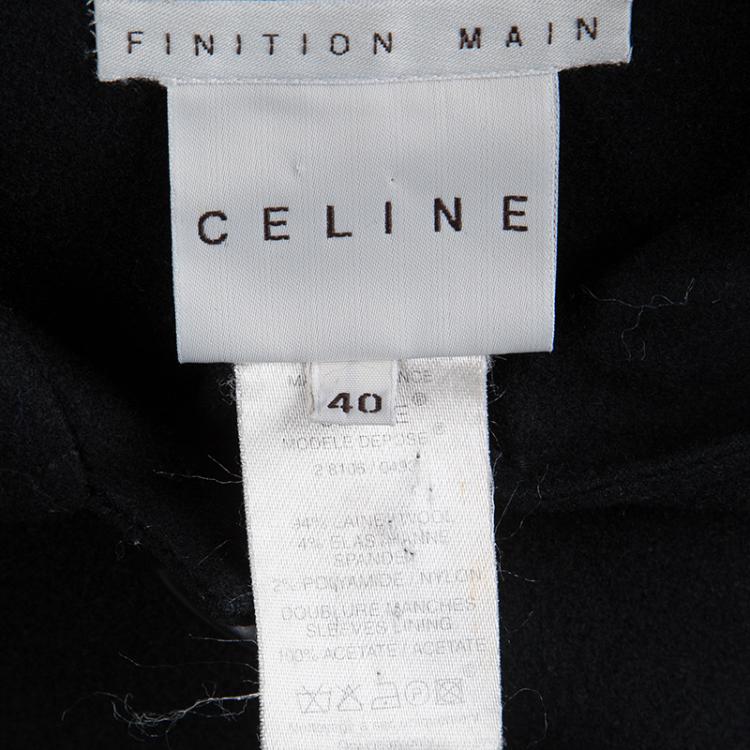 Pre Owned Celine Black Wool Overcoat M