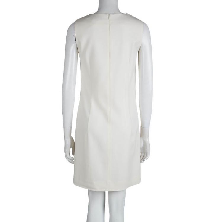 Pre Owned Celine Cream Wool Twist Front Detail Sleeveless Dress M
