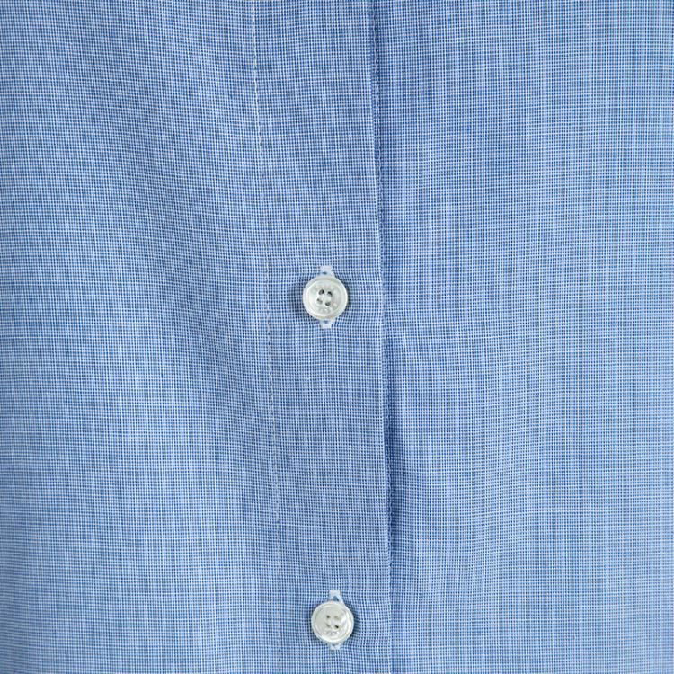 Pre Owned Celine Blue Pinchecked Contrast Trim Button Front Cotton Shirt L