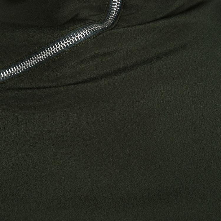 Pre Owned Celine Bottle Green Silk Zip Detail High Neck Long Sleeve Blouse S