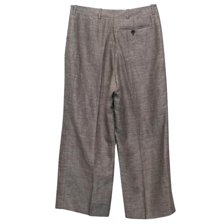 Pre Owned Celine Brown Tweed Wide Leg Pants M