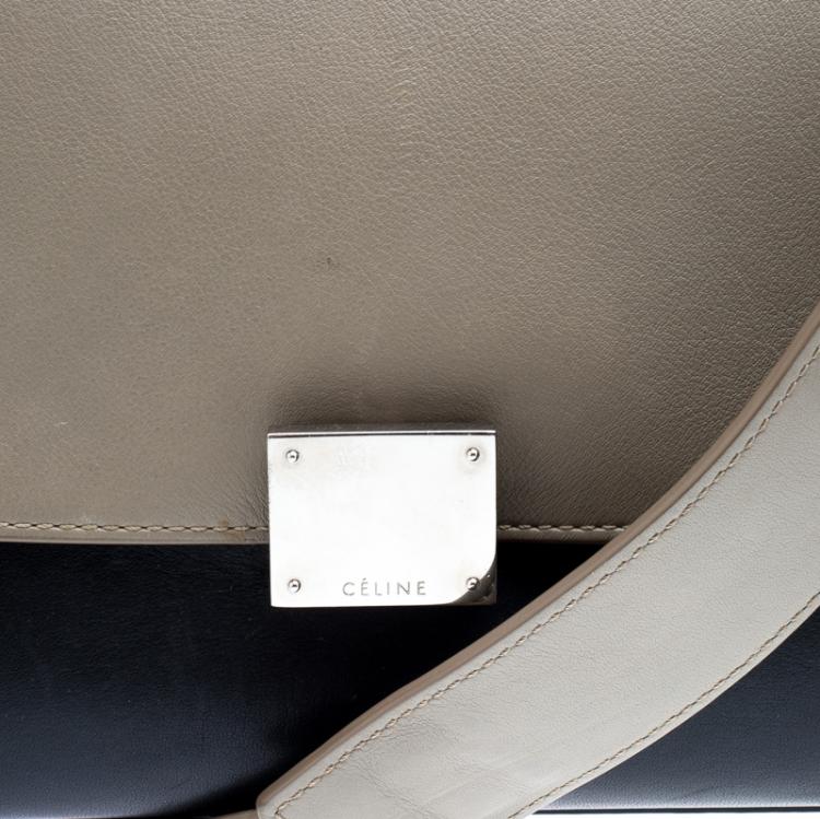 Pre Owned Celine Tricolor Leather and Suede Medium Trapeze Tote