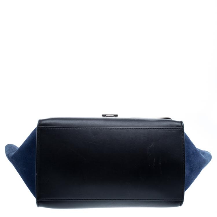 Pre Owned Celine Tricolor Leather and Suede Medium Trapeze Tote
