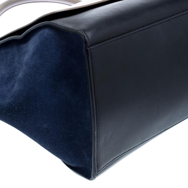 Pre Owned Celine Tricolor Leather and Suede Medium Trapeze Tote