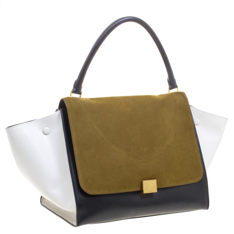 Pre Owned Celine Tri Color Leather and Suede Large Trapeze Tote