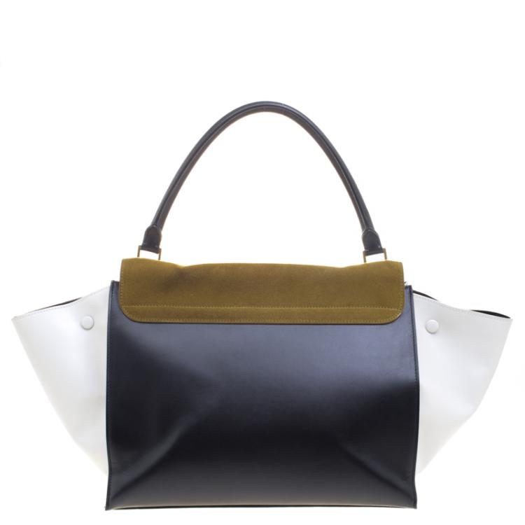 Pre Owned Celine Tri Color Leather and Suede Large Trapeze Tote