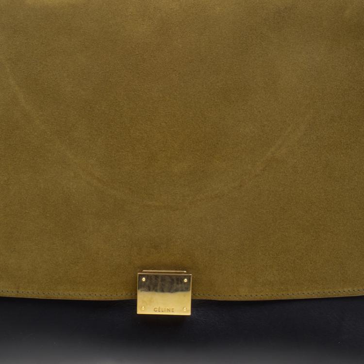 Pre Owned Celine Tri Color Leather and Suede Large Trapeze Tote