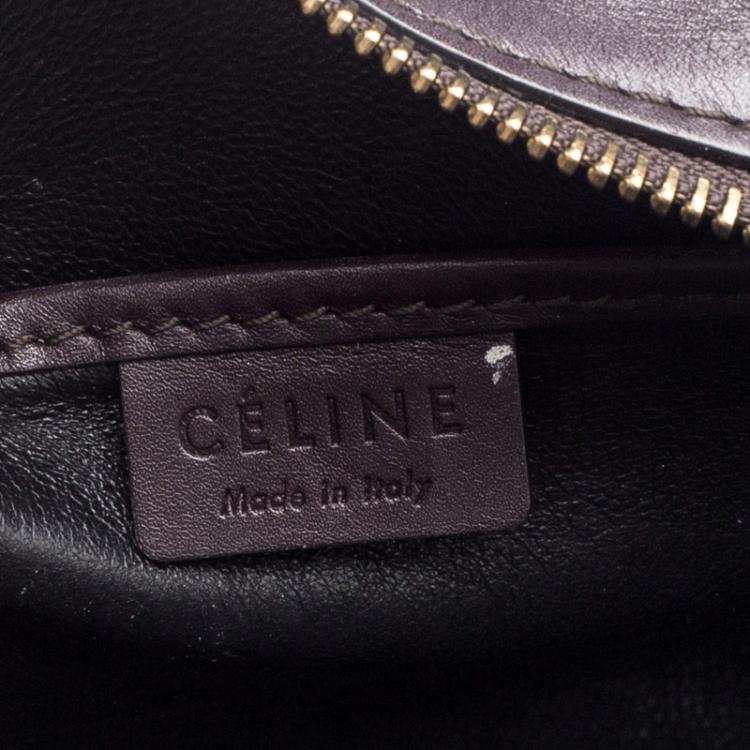Pre Owned Celine Dark Brown/Green Leather and Suede Nano Luggage Tote