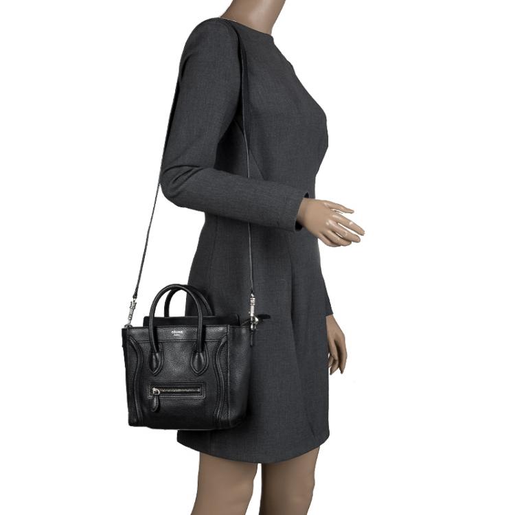Pre Owned Celine Black Leather Nano Luggage Tote