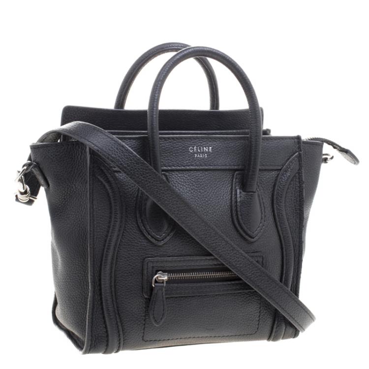 Pre Owned Celine Black Leather Nano Luggage Tote