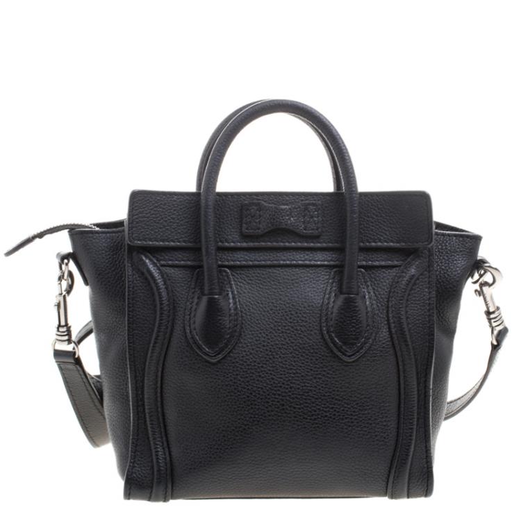 Pre Owned Celine Black Leather Nano Luggage Tote