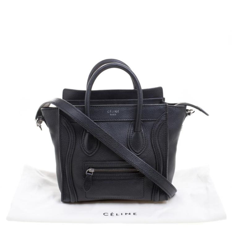 Pre Owned Celine Black Leather Nano Luggage Tote