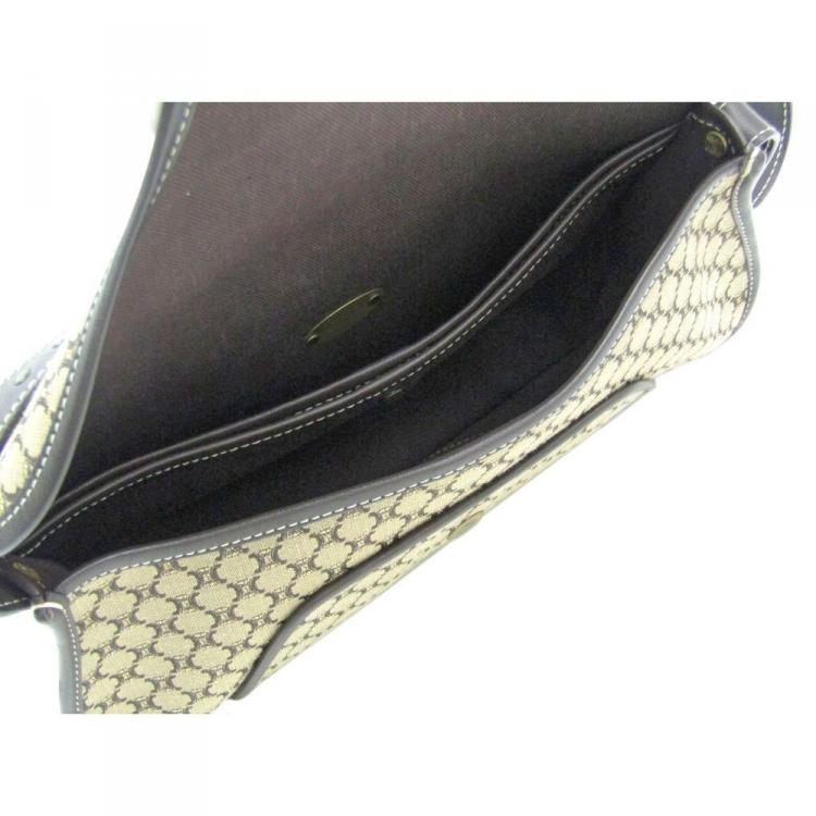 Pre Owned Celine Bi Color Macadam Canvas Vintage Shoulder Bag