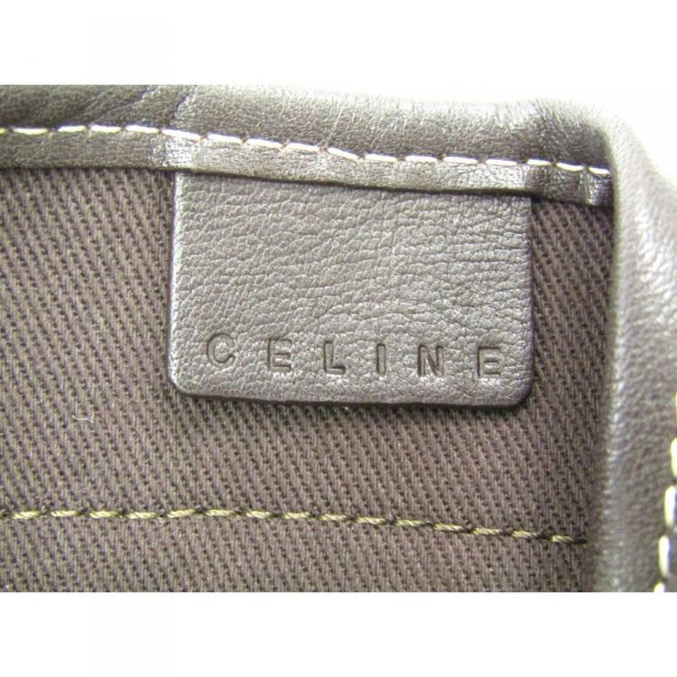 Pre Owned Celine Bi Color Macadam Canvas Vintage Shoulder Bag