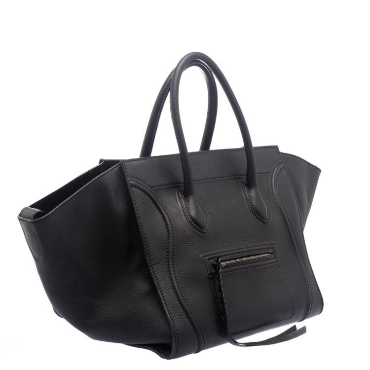Pre Owned Celine Black Leather Mini Phantom Luggage Tote