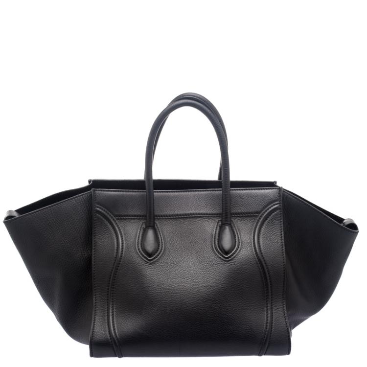 Pre Owned Celine Black Leather Mini Phantom Luggage Tote