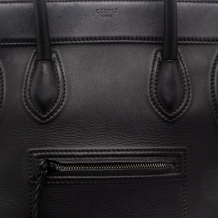 Pre Owned Celine Black Leather Mini Phantom Luggage Tote