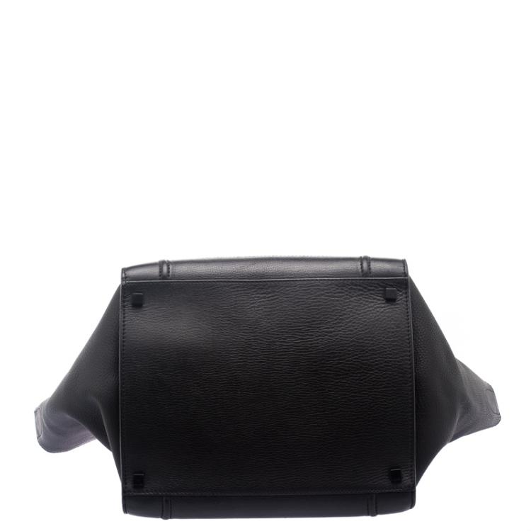 Pre Owned Celine Black Leather Mini Phantom Luggage Tote