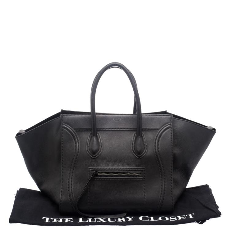 Pre Owned Celine Black Leather Mini Phantom Luggage Tote