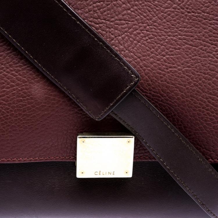 Pre Owned Celine Tri Color Leather and Suede Medium Trapeze Bag