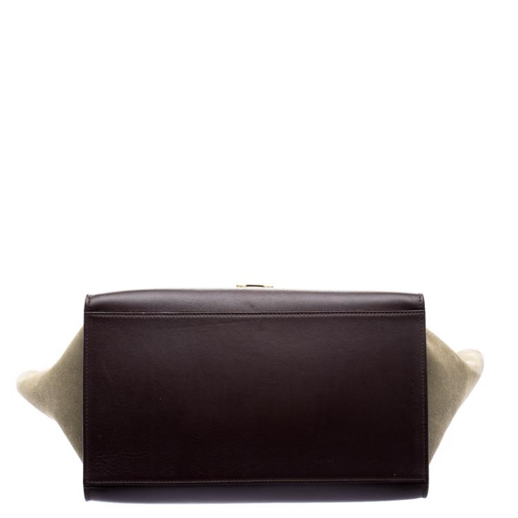 Pre Owned Celine Tri Color Leather and Suede Medium Trapeze Bag