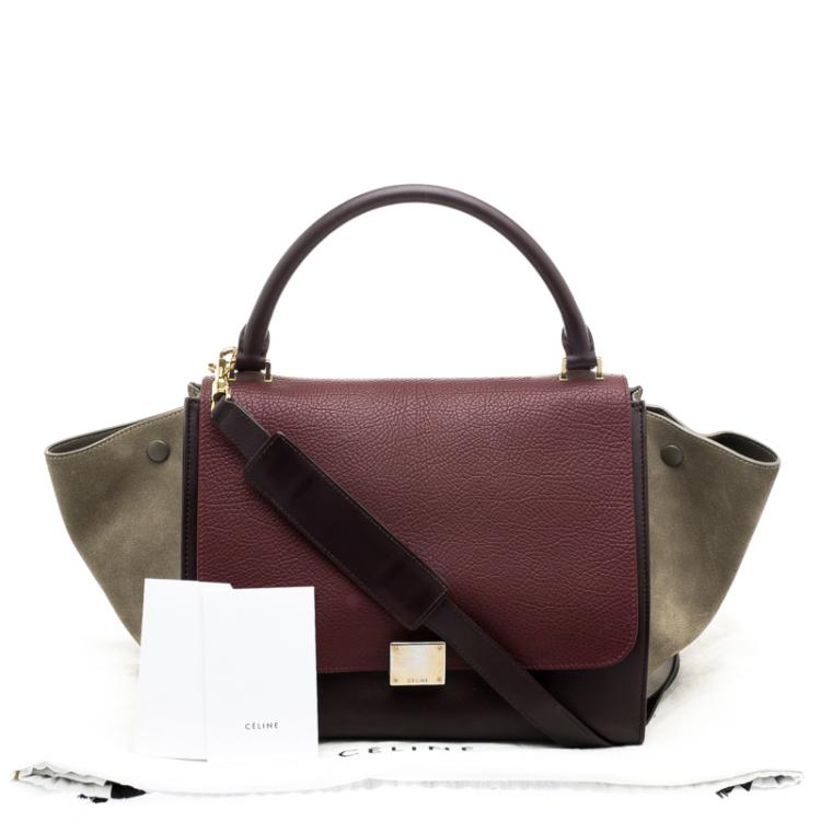 Pre Owned Celine Tri Color Leather and Suede Medium Trapeze Bag