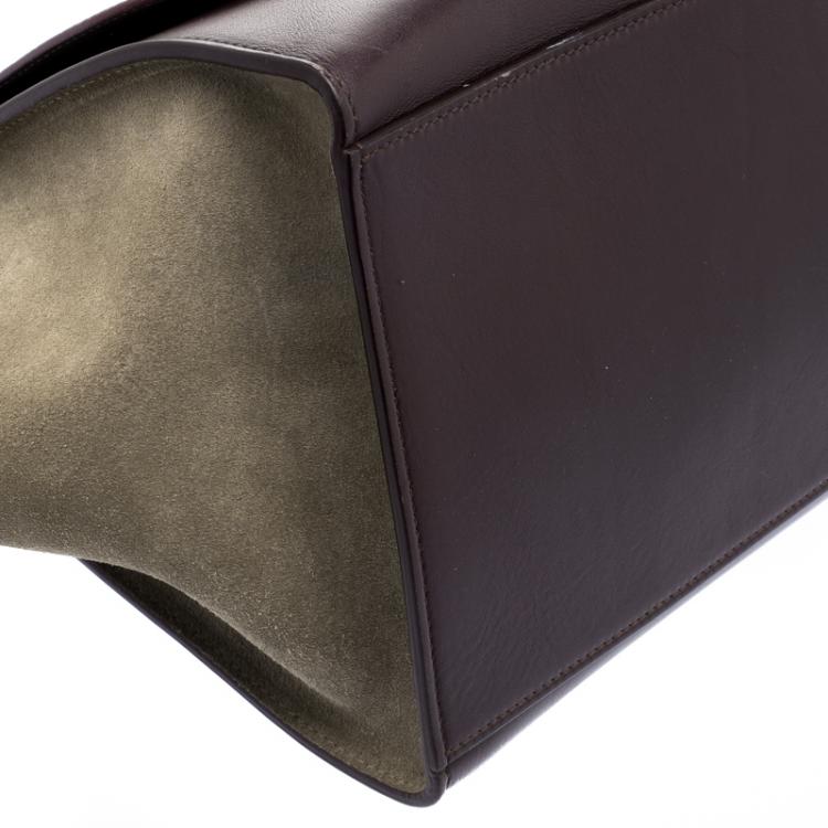 Pre Owned Celine Tri Color Leather and Suede Medium Trapeze Bag