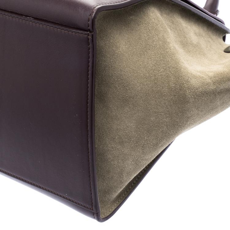 Pre Owned Celine Tri Color Leather and Suede Medium Trapeze Bag