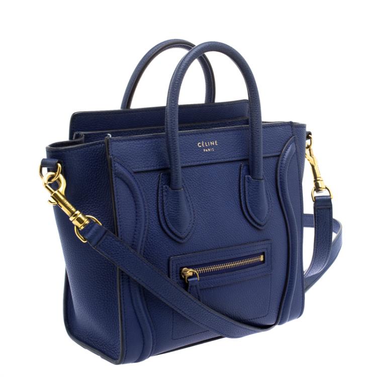 Pre Owned Celine Blue Leather Nano Luggage Tote