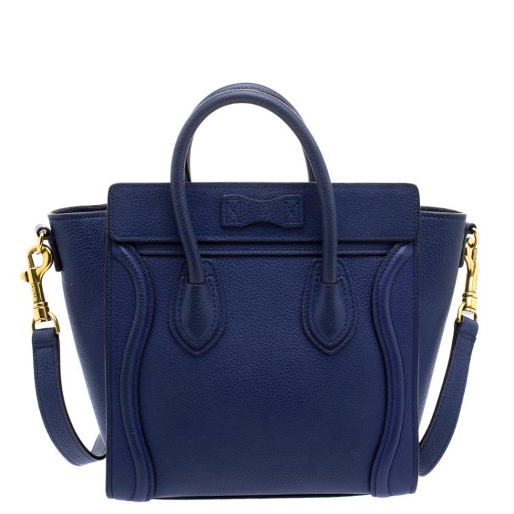 Pre Owned Celine Blue Leather Nano Luggage Tote