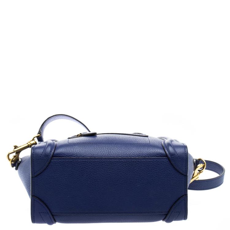 Pre Owned Celine Blue Leather Nano Luggage Tote