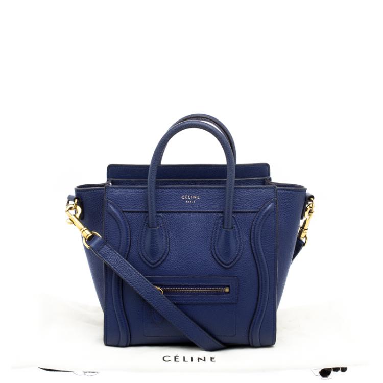 Pre Owned Celine Blue Leather Nano Luggage Tote