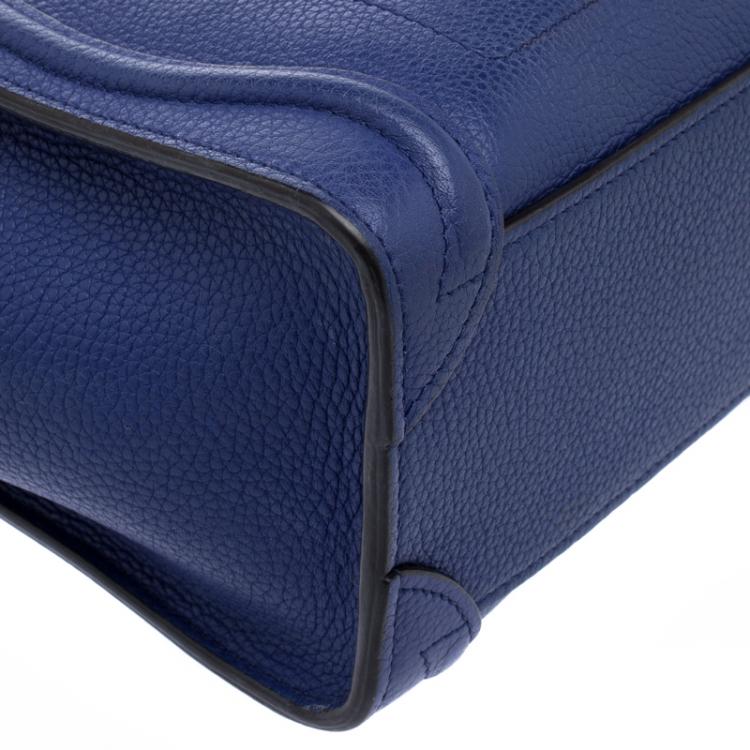 Pre Owned Celine Blue Leather Nano Luggage Tote