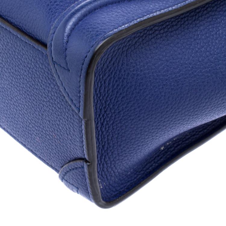 Pre Owned Celine Blue Leather Nano Luggage Tote