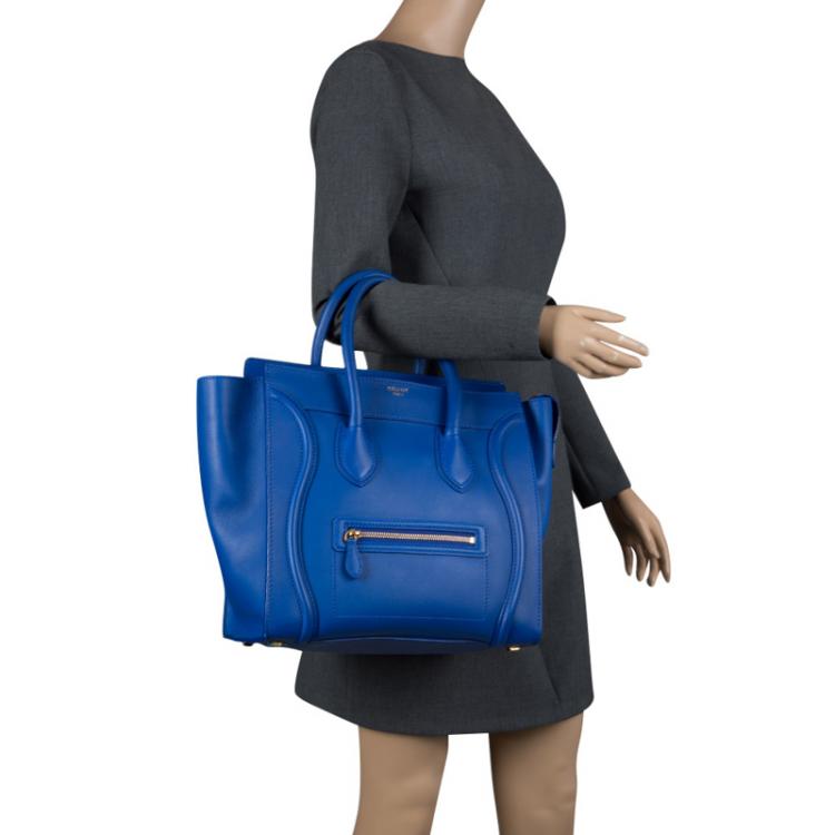مملوكة مسبقًا Celine Blue Leather Mini Luggage Tote