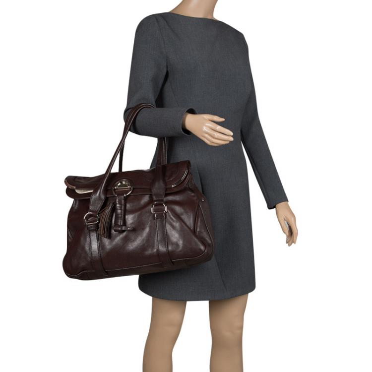 Pre Owned Céline Brown Leather Tassel Satchel