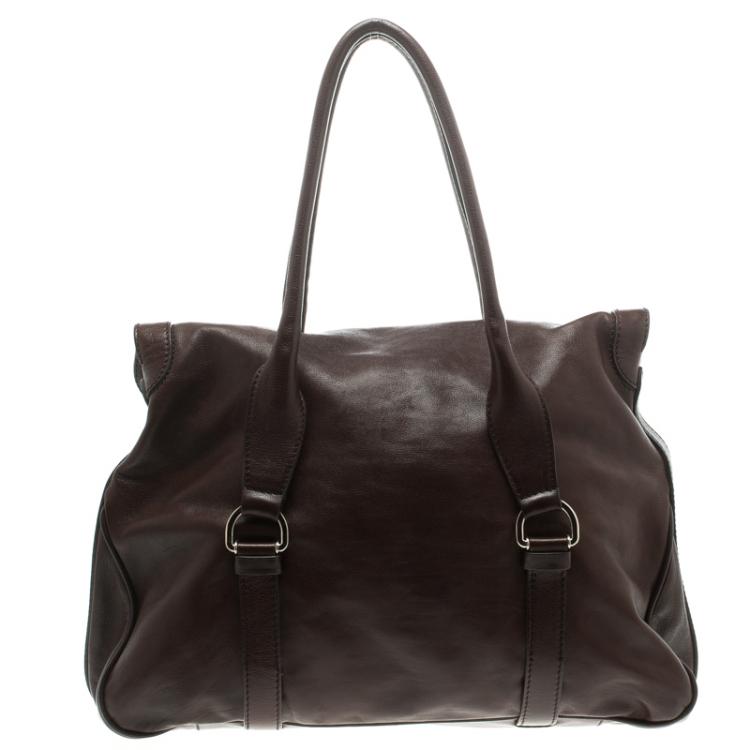 Pre Owned Céline Brown Leather Tassel Satchel