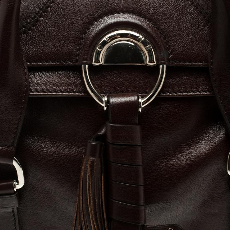 Pre Owned Céline Brown Leather Tassel Satchel