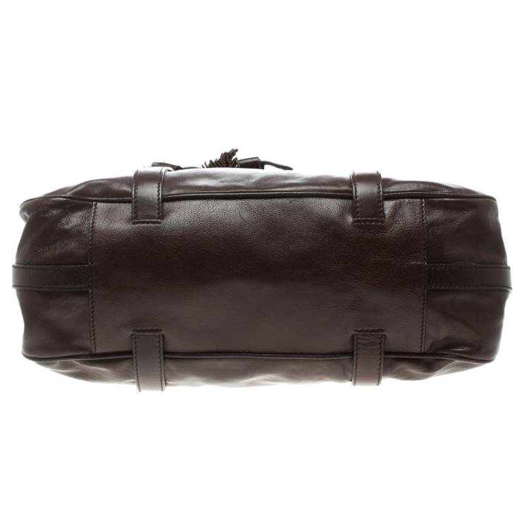 Pre Owned Céline Brown Leather Tassel Satchel