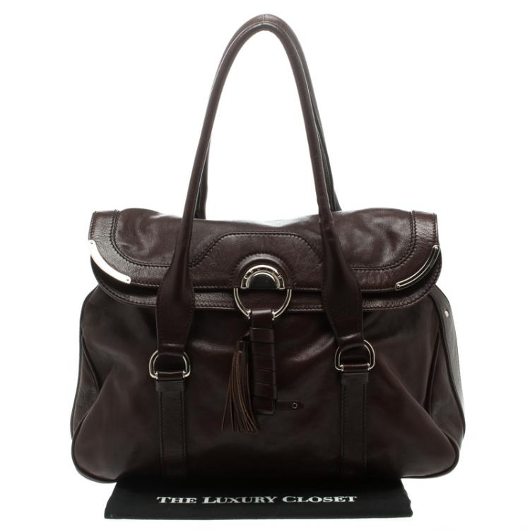 Pre Owned Céline Brown Leather Tassel Satchel