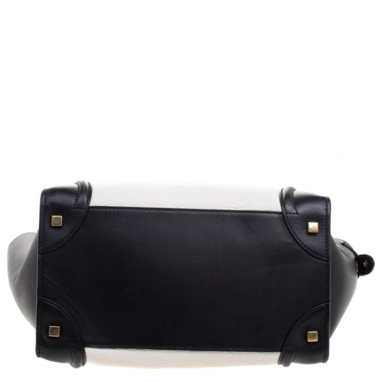 مملوكة مسبقًا Celine Black/White Leather Mini Luggage Tote